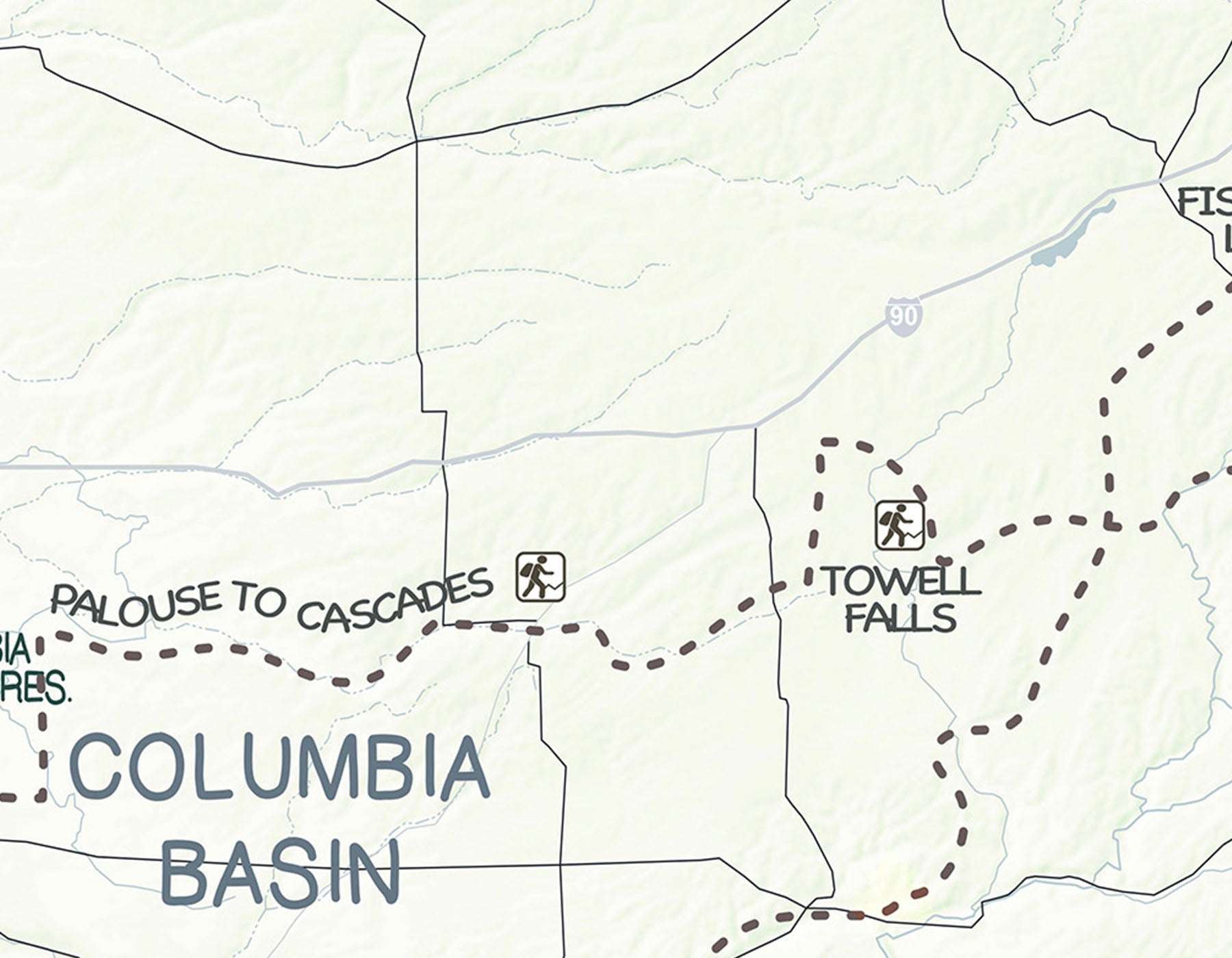 washington state parks and hiking trails ultra close up of detail showing text trails and relief texture