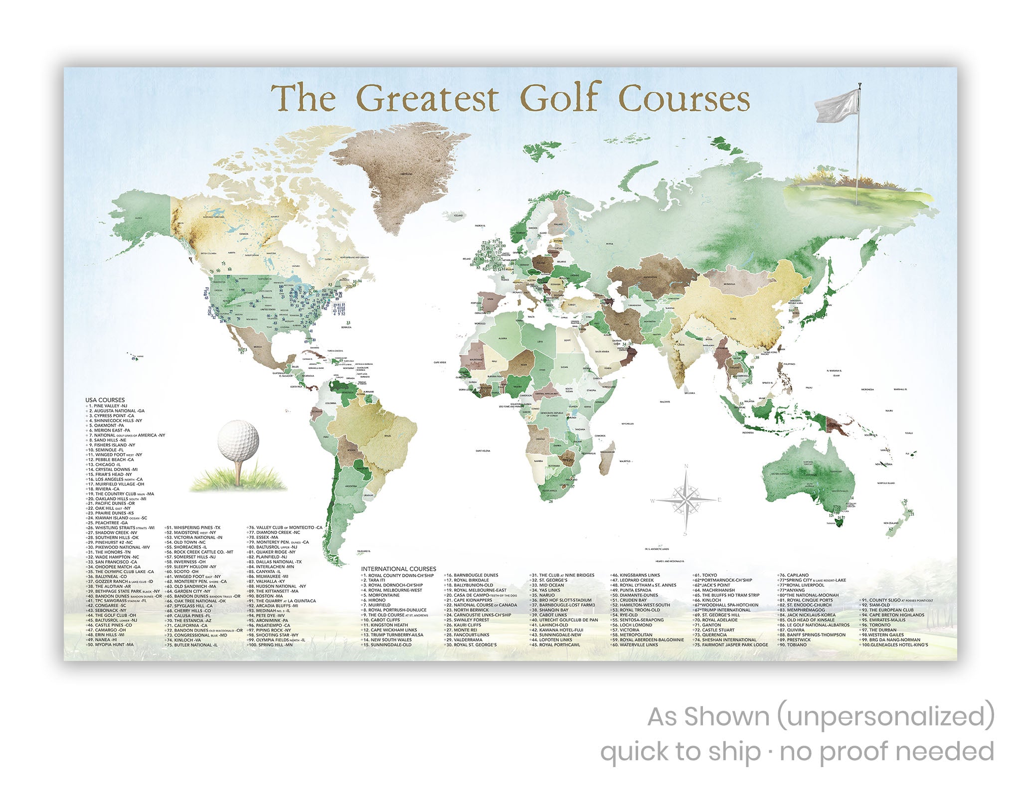 Personalized Golfer Gift - 200 Top Golf Courses