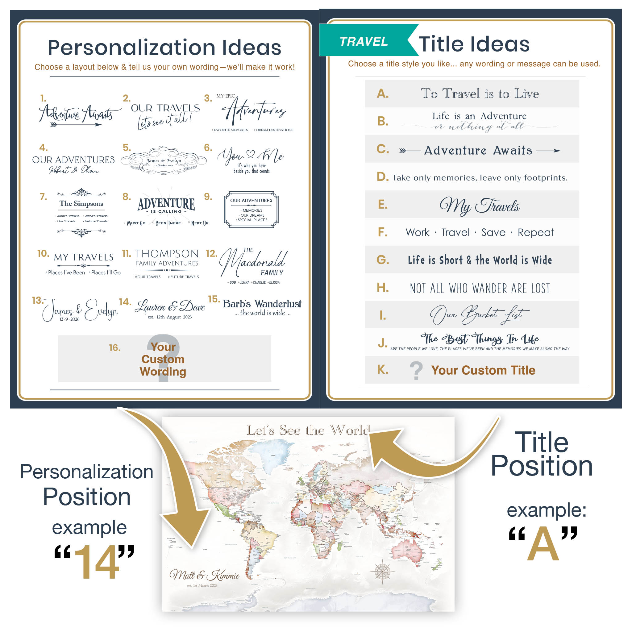 World Map Poster – Pastel Edition Personalization Motif Options