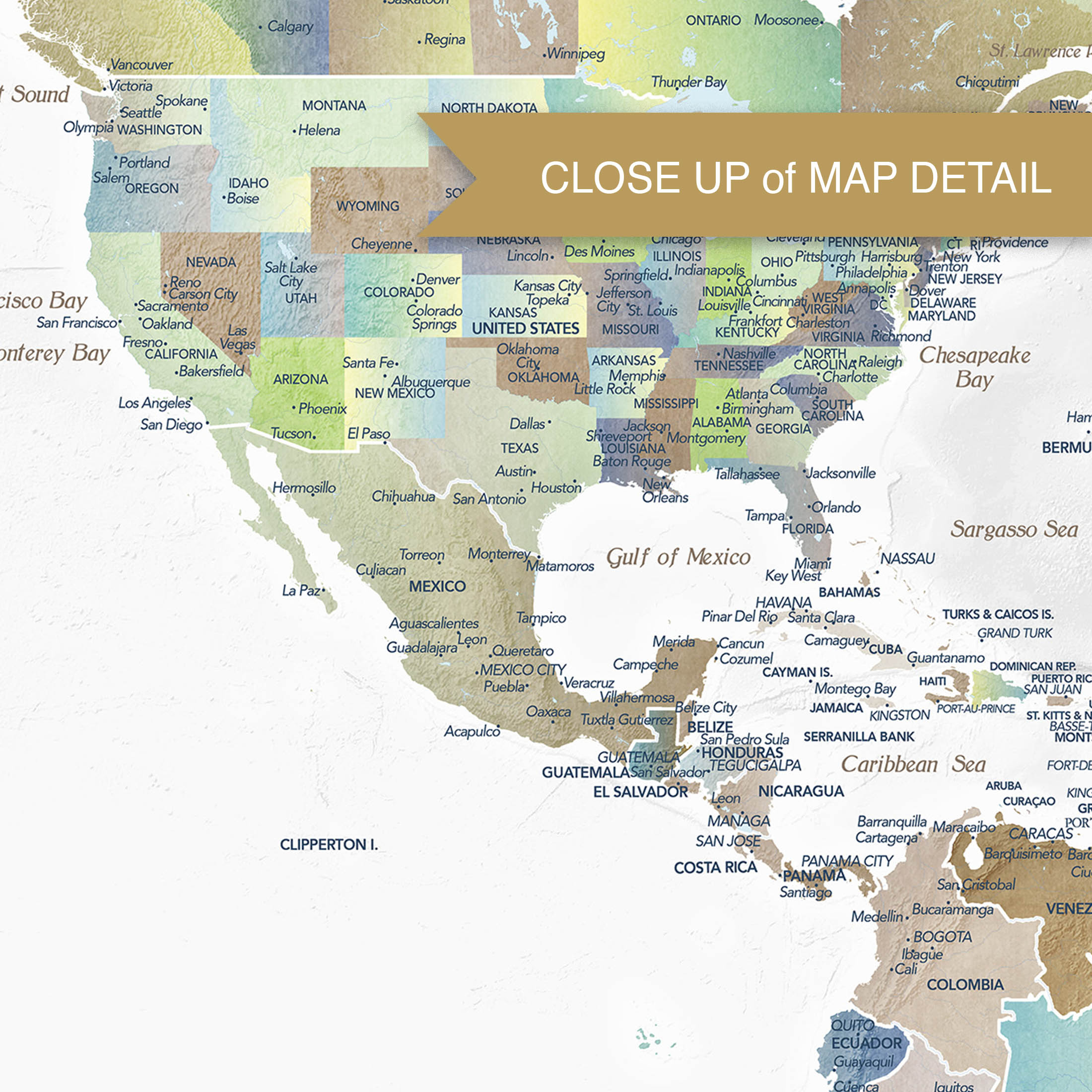 Close‑up details of world retirement map with pins