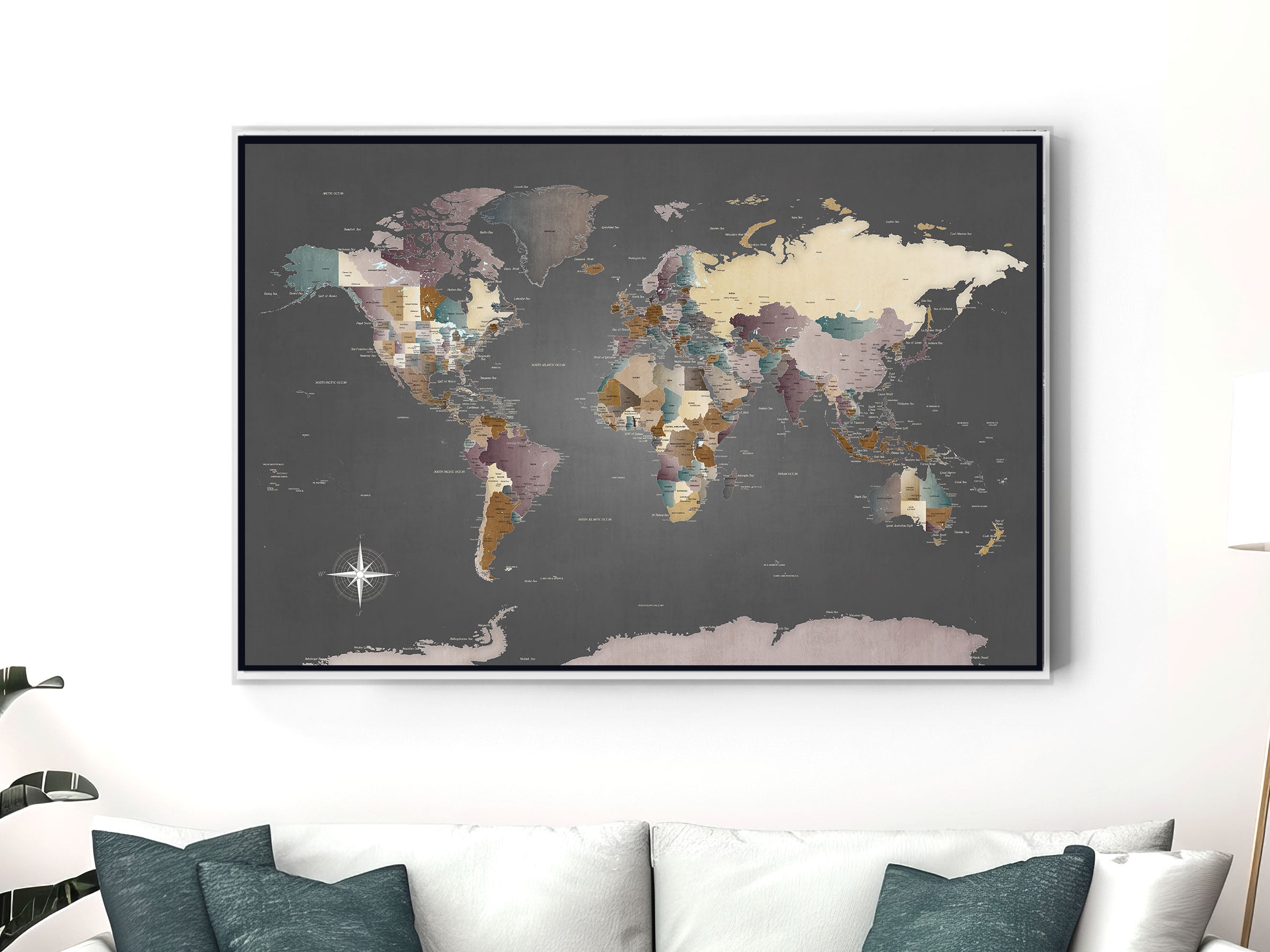 Personalized Canvas Push Pin World Map Art