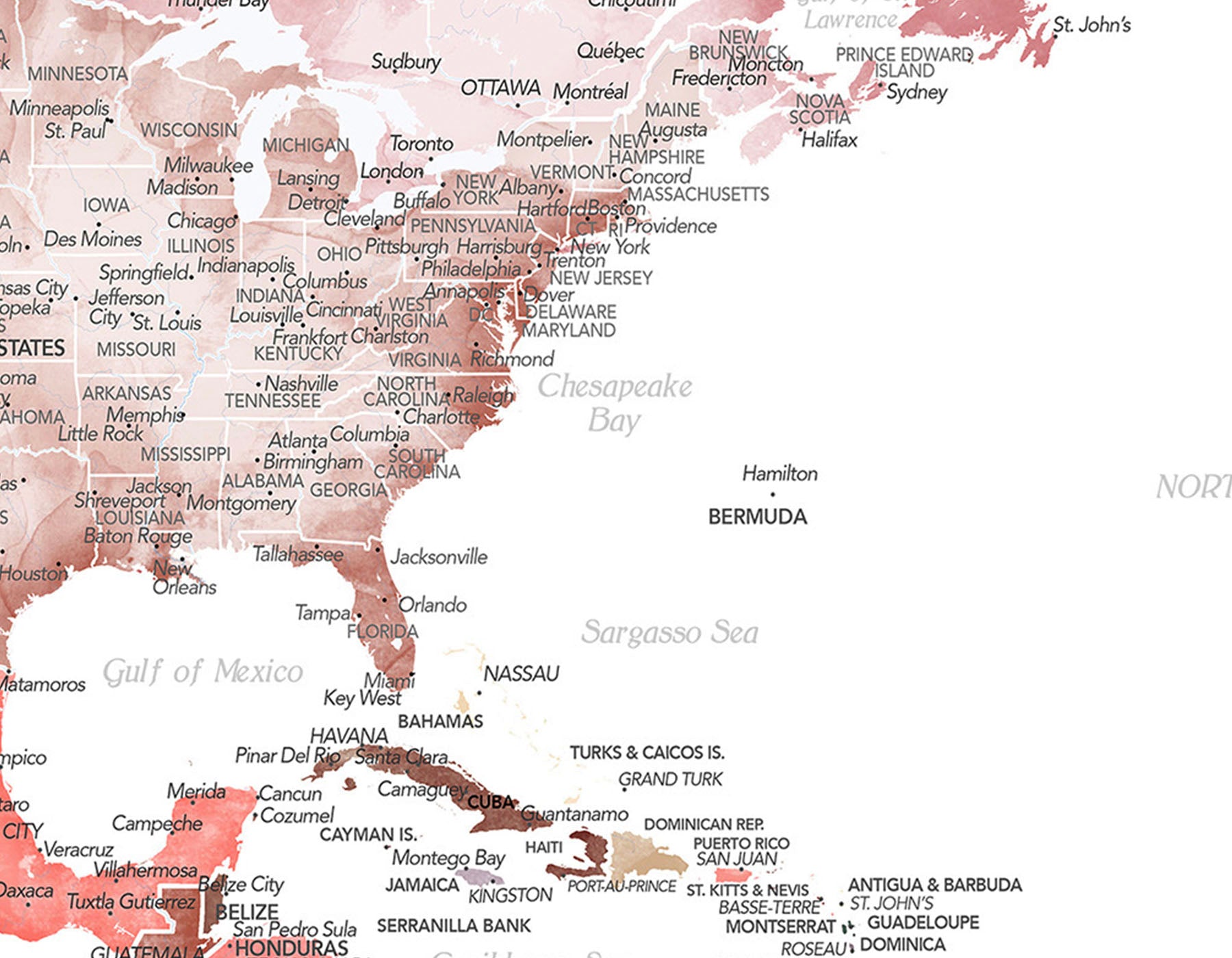 Detailed World Map in Pastel Watercolor