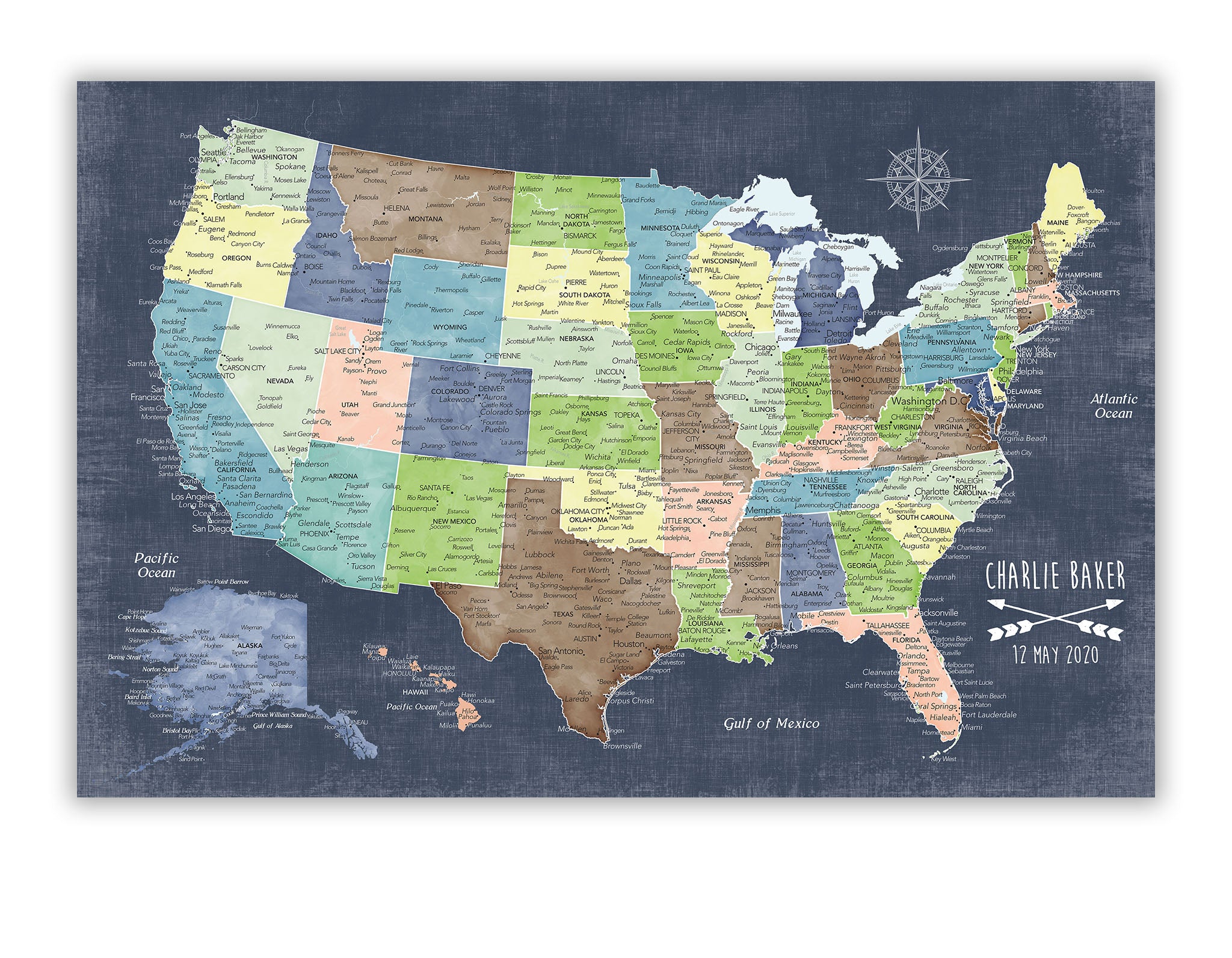 Personalized Map of the USA - A Map Gift that Inspires Travel