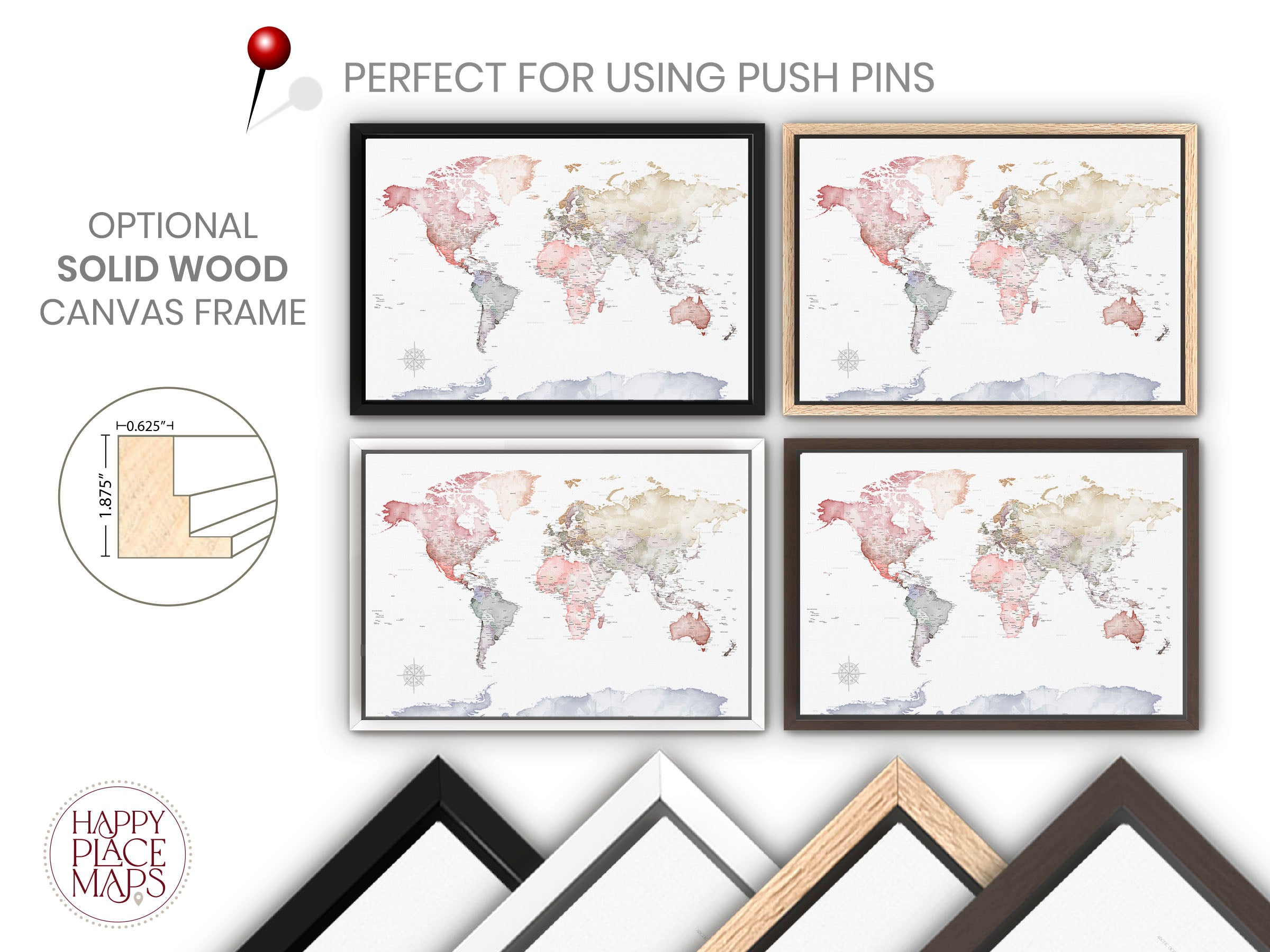 Life is a Journey Push Pin Travel Map - Personalized World Map