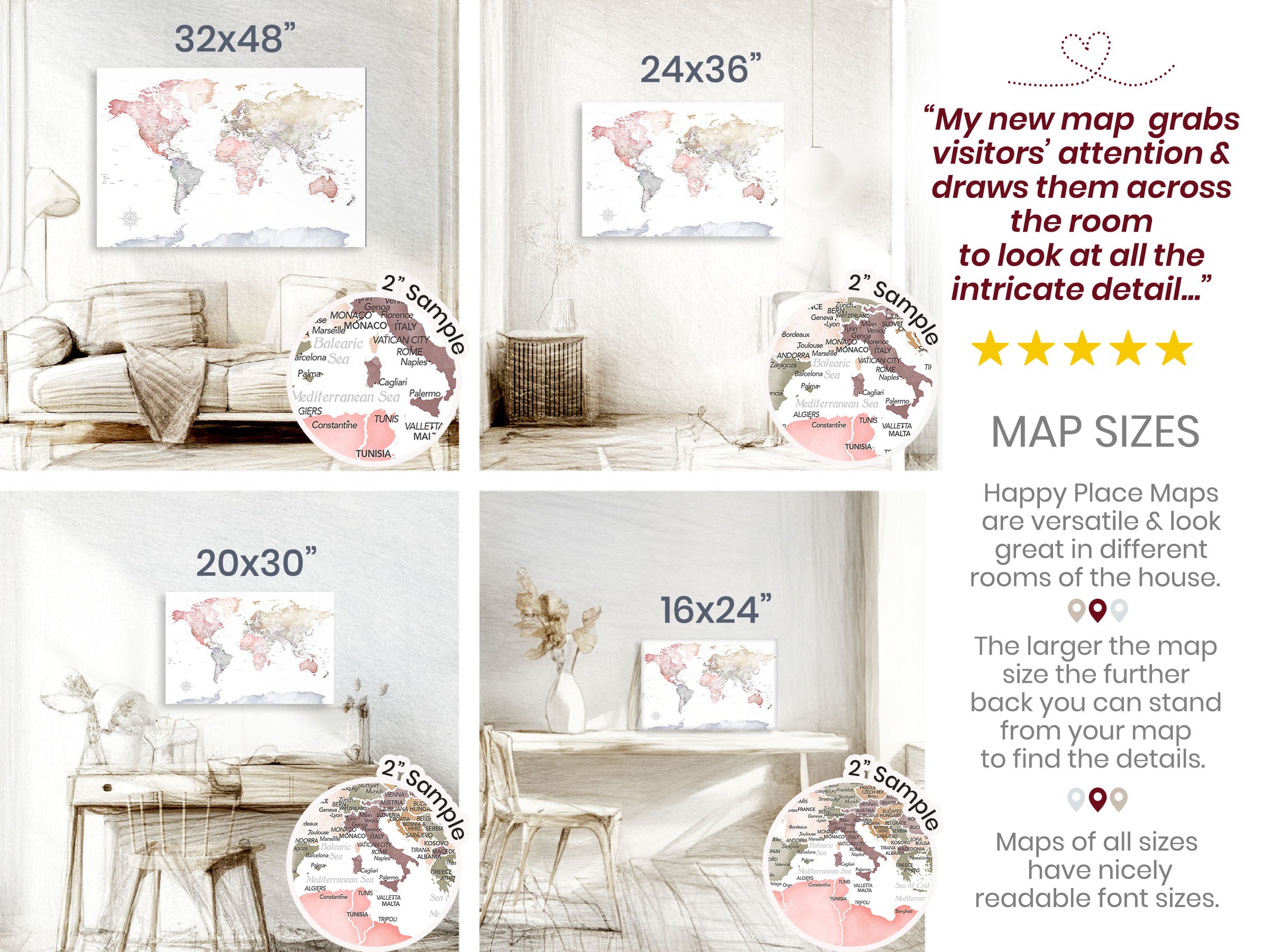 Life is a Journey Push Pin Travel Map - Personalized World Map