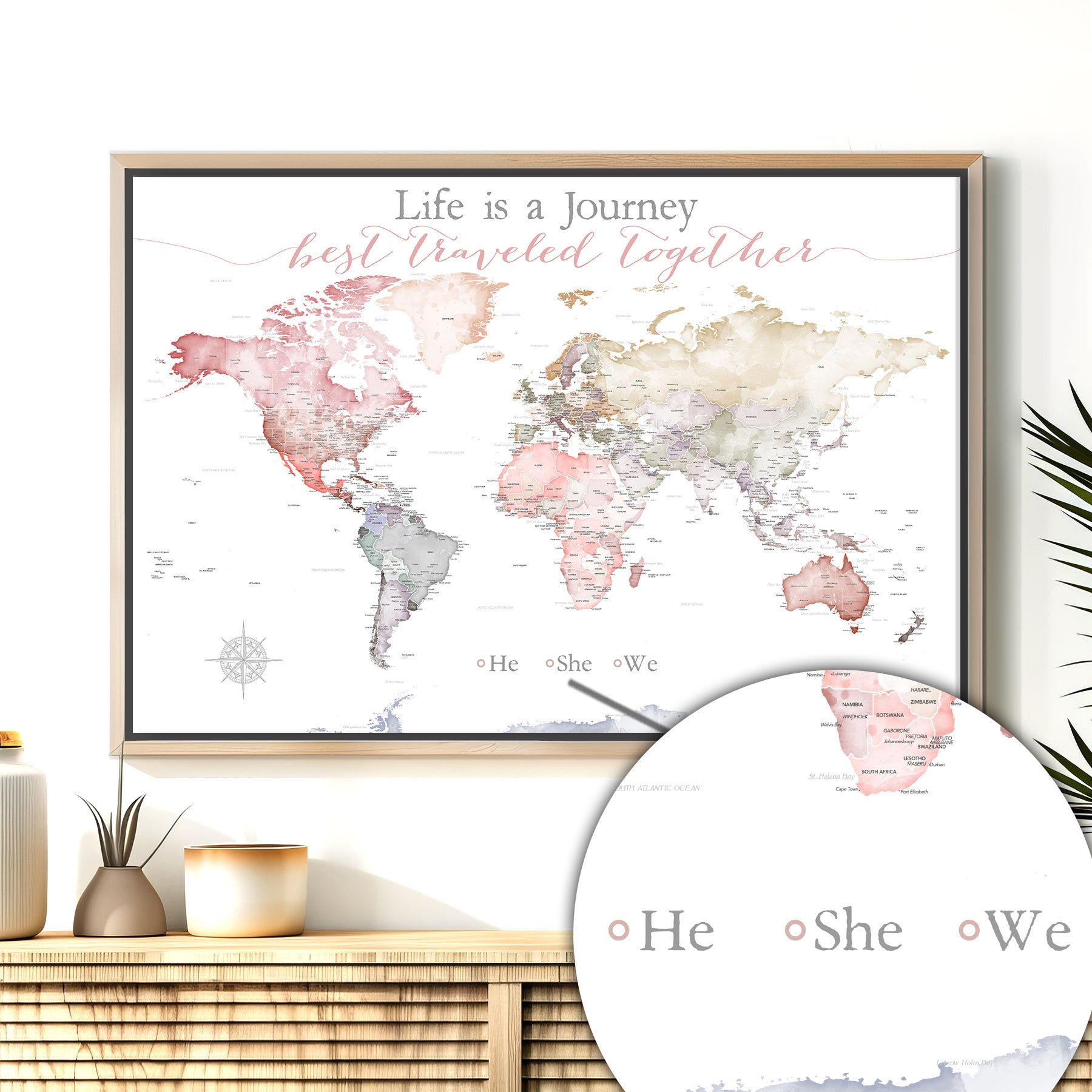 Life is a Journey Push Pin Travel Map - Personalized World Map