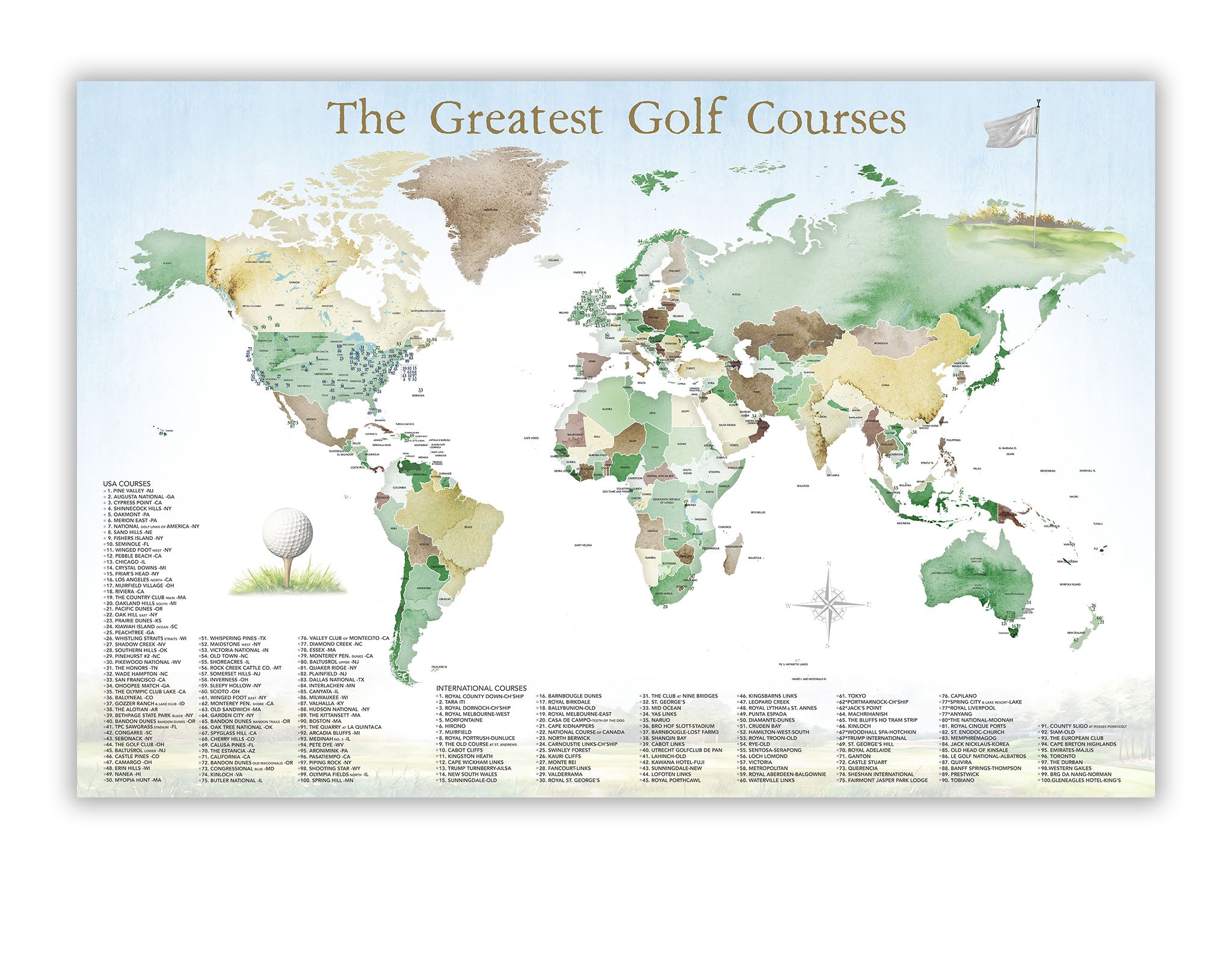 Personalized Golfer Gift - 200 Top Golf Courses