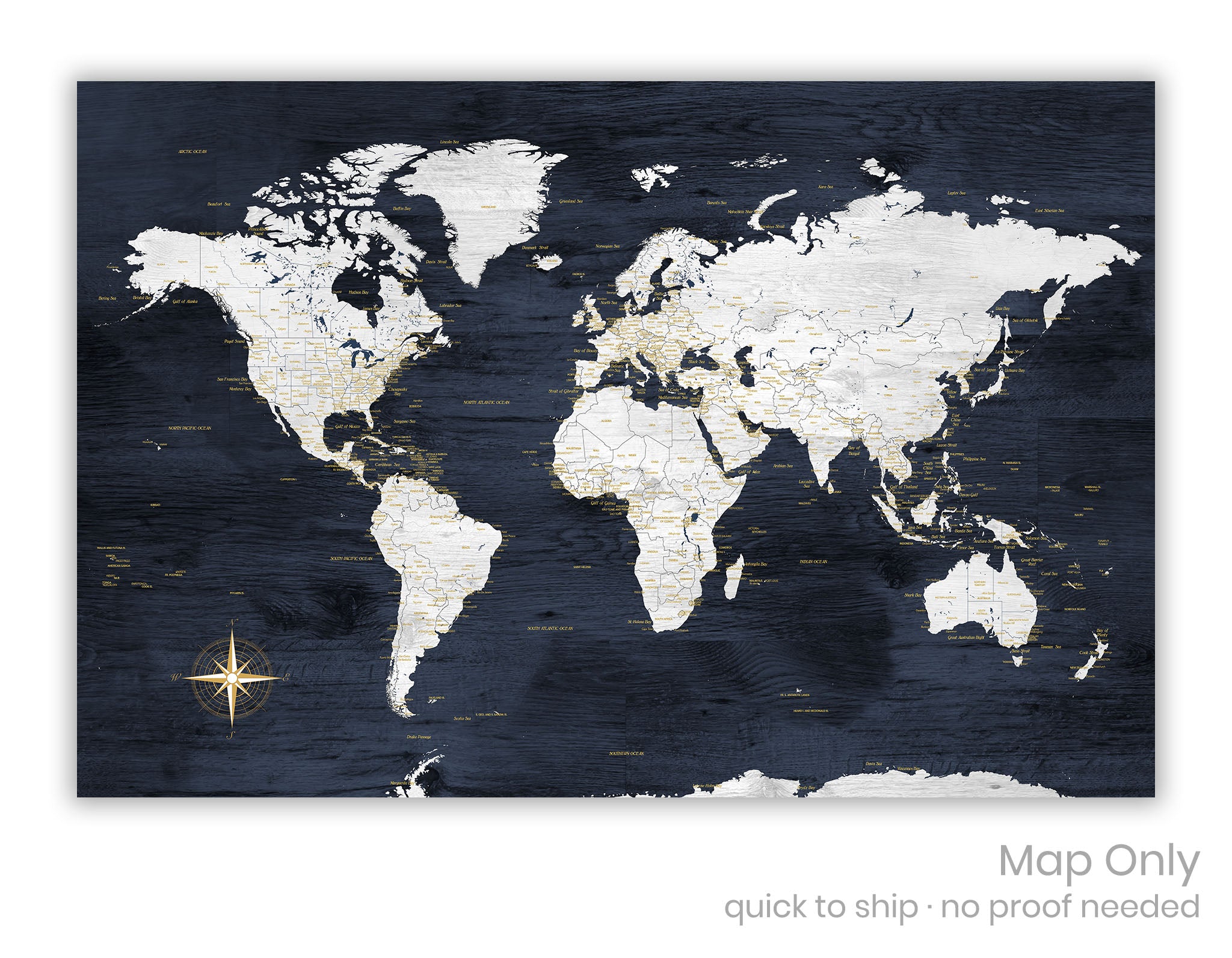 World Travel Map Poster with no title from Happy Place Maps on white background