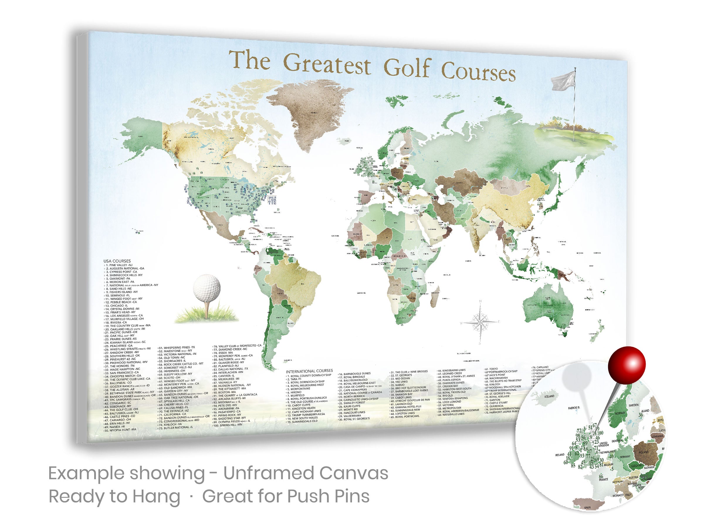 Personalized Pin Map of the Best Golf Courses in the World