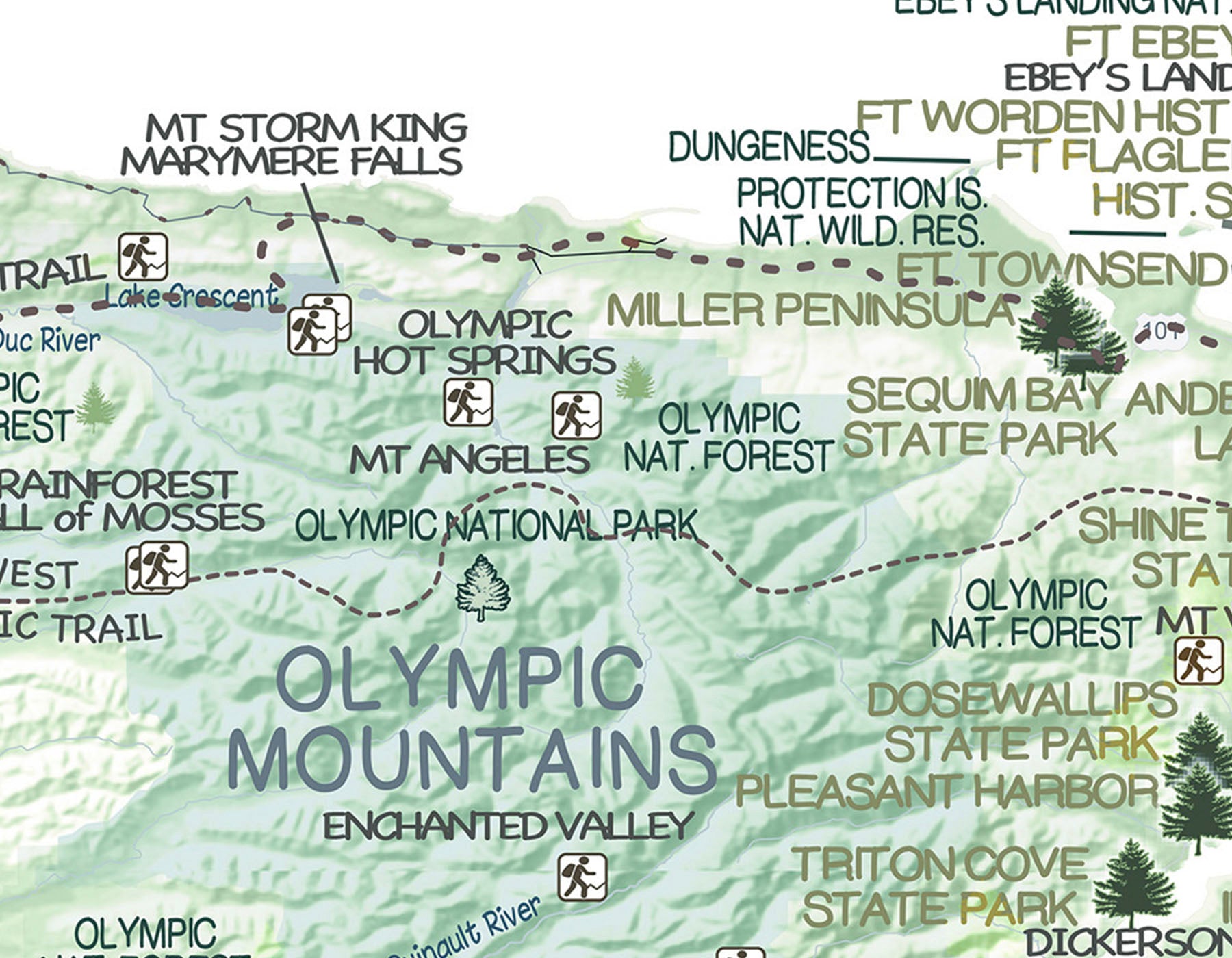 Push Pin Washington Trails Map and State Parks - Gift for Hikers