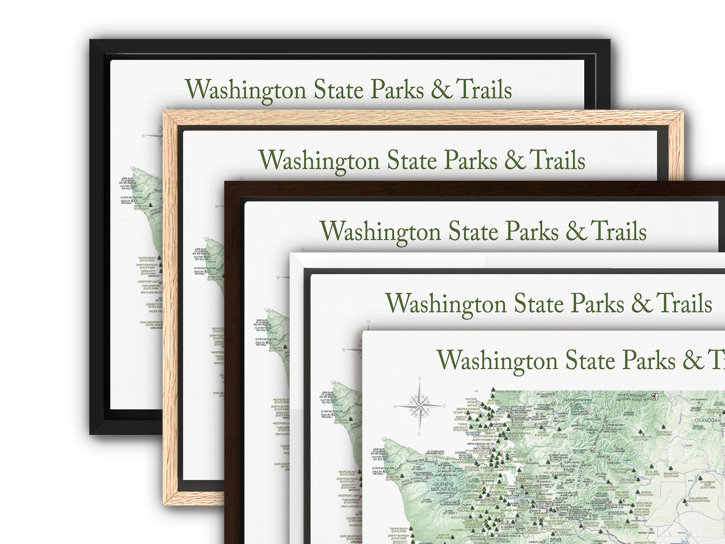 Push Pin Washington Trails Map and State Parks - Gift for Hikers